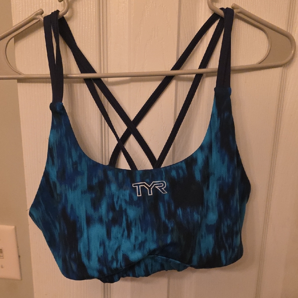 TYR Women's Patterned Blue Sports Bra